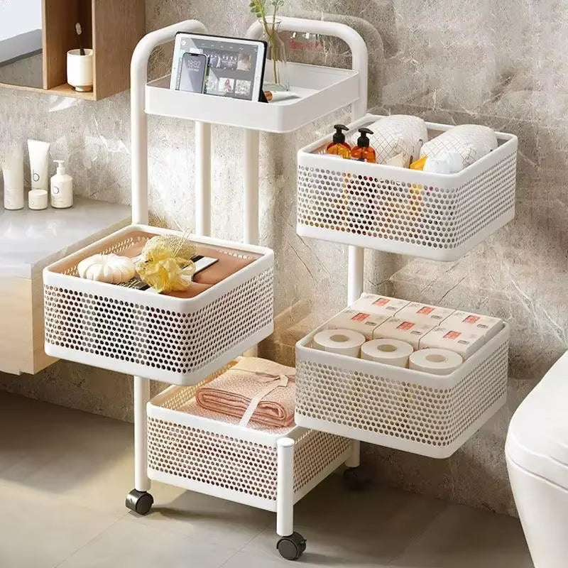 Multi-Functional Storage Rack Vegetable and Fruit Basket Kitchen Shelving Multi-Floor Home Installation Free