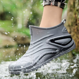 Brand Mens Rain Boots Chef Shoes Fishing Shoes Casual Waterproof Comfortable Big Size Trend Non-Slip Strong Wear-Resistant Boots