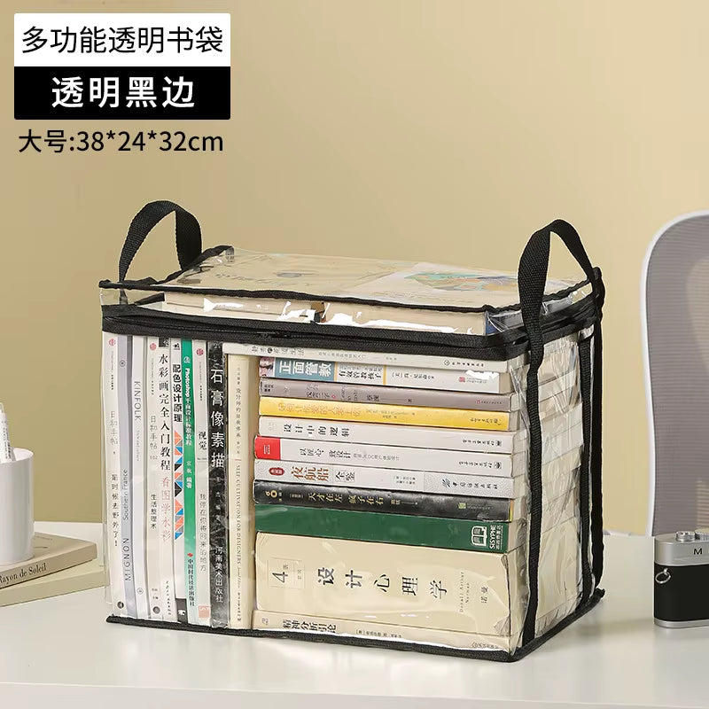 Foldable Book Box Student Dormitory Classroom Book Organizer Transparent Waterproof Household Book Organizing Storage Box