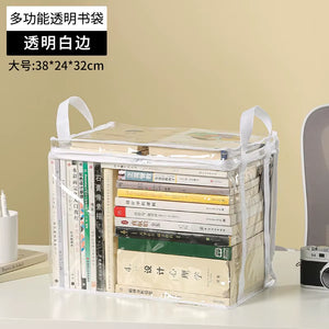 Foldable Book Box Student Dormitory Classroom Book Organizer Transparent Waterproof Household Book Organizing Storage Box