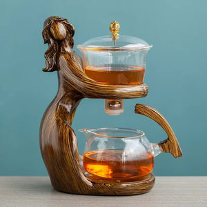 Tea Making Kungfu Teapot Teacup Automatic Tea Set Heat-Resistant Glass Teapot Holder Base Tea Infusers