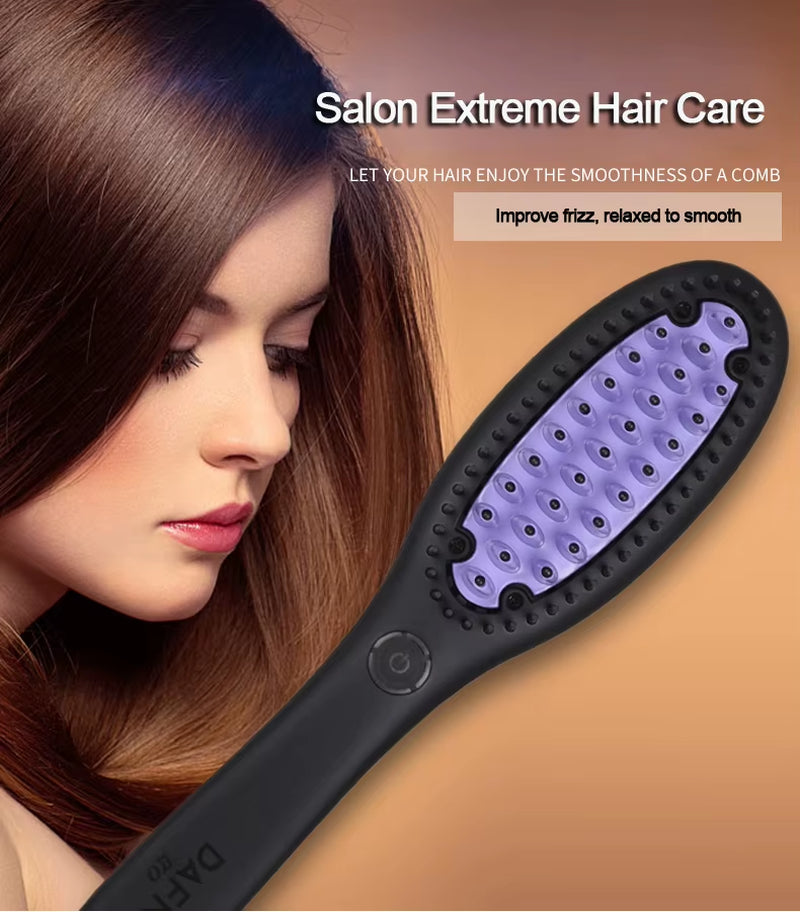 Hair Straightener Brush Ceramic Fast Straightening Heating Hot Comb Women'S Smoothing Brush Styling Tool Curling Iron