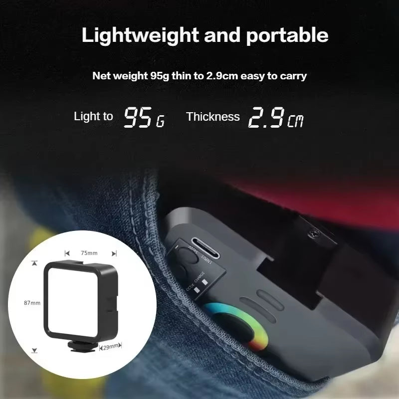 Mini RGB Hot Boot Fill Light Live Photography LED Portable Atmosphere Beauty Mobile Camera Pocket Adjustable