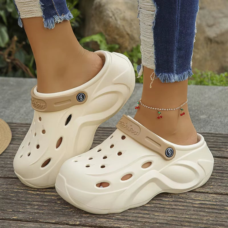 Chunky Platform Clogs Sandals Women 2024 Summer Soft Thick Bottom Beach Garden Shoes Woman Slide Non Slip Eva Wedge Slippers