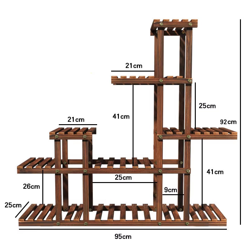 Household Balcony Flower Rack Solid Wood Multi-Layer Indoor Outdoor Succulent Pot Rack Living Room Bonsai Hanging Pot Rack Table