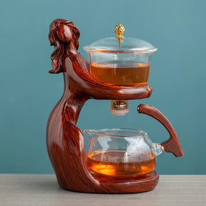 Tea Making Kungfu Teapot Teacup Automatic Tea Set Heat-Resistant Glass Teapot Holder Base Tea Infusers