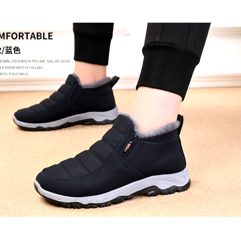 Men'S Shoes, Autumn and Winter, Old Beijing Cotton Shoes, Men'S Plush, Thickened, Warm and Wear-Resistant Walking Shoes Non Slip