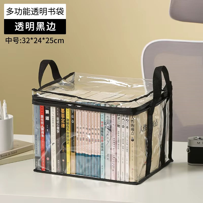 Foldable Book Box Student Dormitory Classroom Book Organizer Transparent Waterproof Household Book Organizing Storage Box