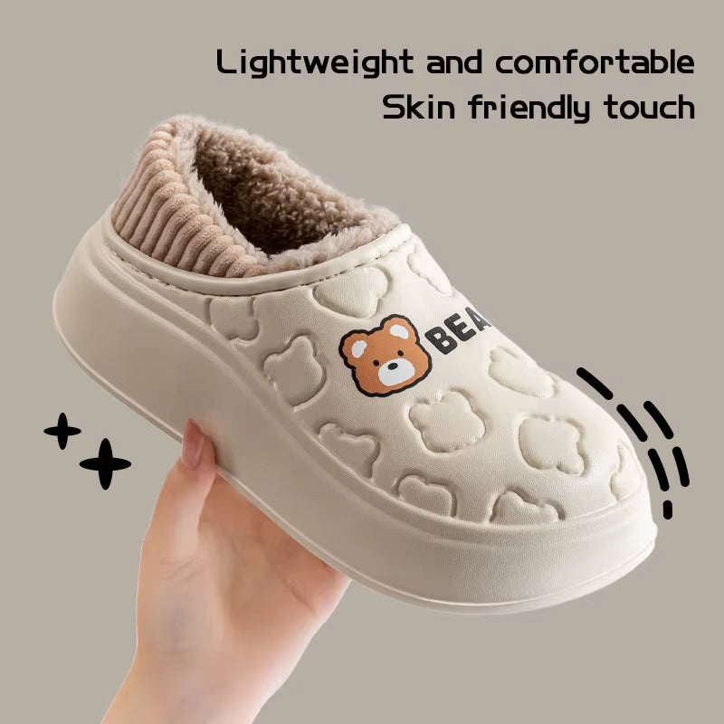 Waterproof Cotton Slippers for Women in Winter, New Style for Outdoor Wear, Non Slip Home Insulation Bag, and Couple Cotton Shoe