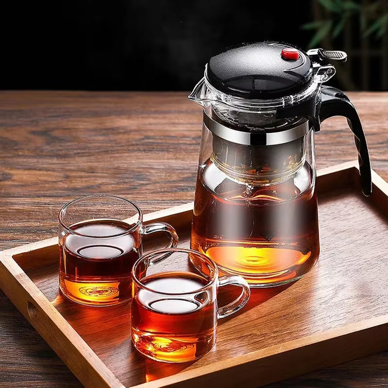 Heat Resistant Glass Teapot One-Click Filtering Tea Pot Tea Water Separation Filter Tea Maker Coffee Pot Home Teaware Set