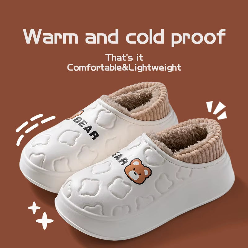 Waterproof Cotton Slippers for Women in Winter, New Style for Outdoor Wear, Non Slip Home Insulation Bag, and Couple Cotton Shoe