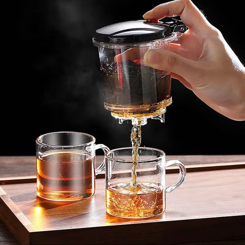 Heat Resistant Glass Teapot One-Click Filtering Tea Pot Tea Water Separation Filter Tea Maker Coffee Pot Home Teaware Set