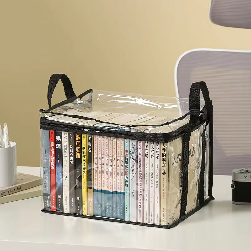 Foldable Book Box Student Dormitory Classroom Book Organizer Transparent Waterproof Household Book Organizing Storage Box