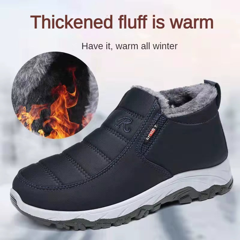 Men'S Shoes, Autumn and Winter, Old Beijing Cotton Shoes, Men'S Plush, Thickened, Warm and Wear-Resistant Walking Shoes Non Slip