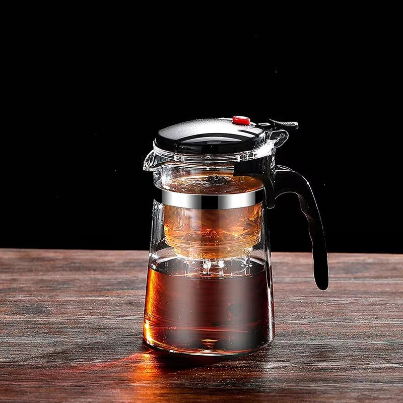 Heat Resistant Glass Teapot One-Click Filtering Tea Pot Tea Water Separation Filter Tea Maker Coffee Pot Home Teaware Set