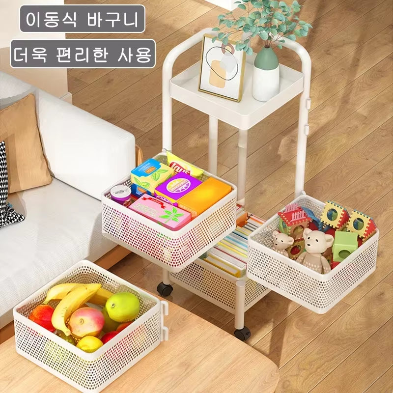 Multi-Functional Storage Rack Vegetable and Fruit Basket Kitchen Shelving Multi-Floor Home Installation Free