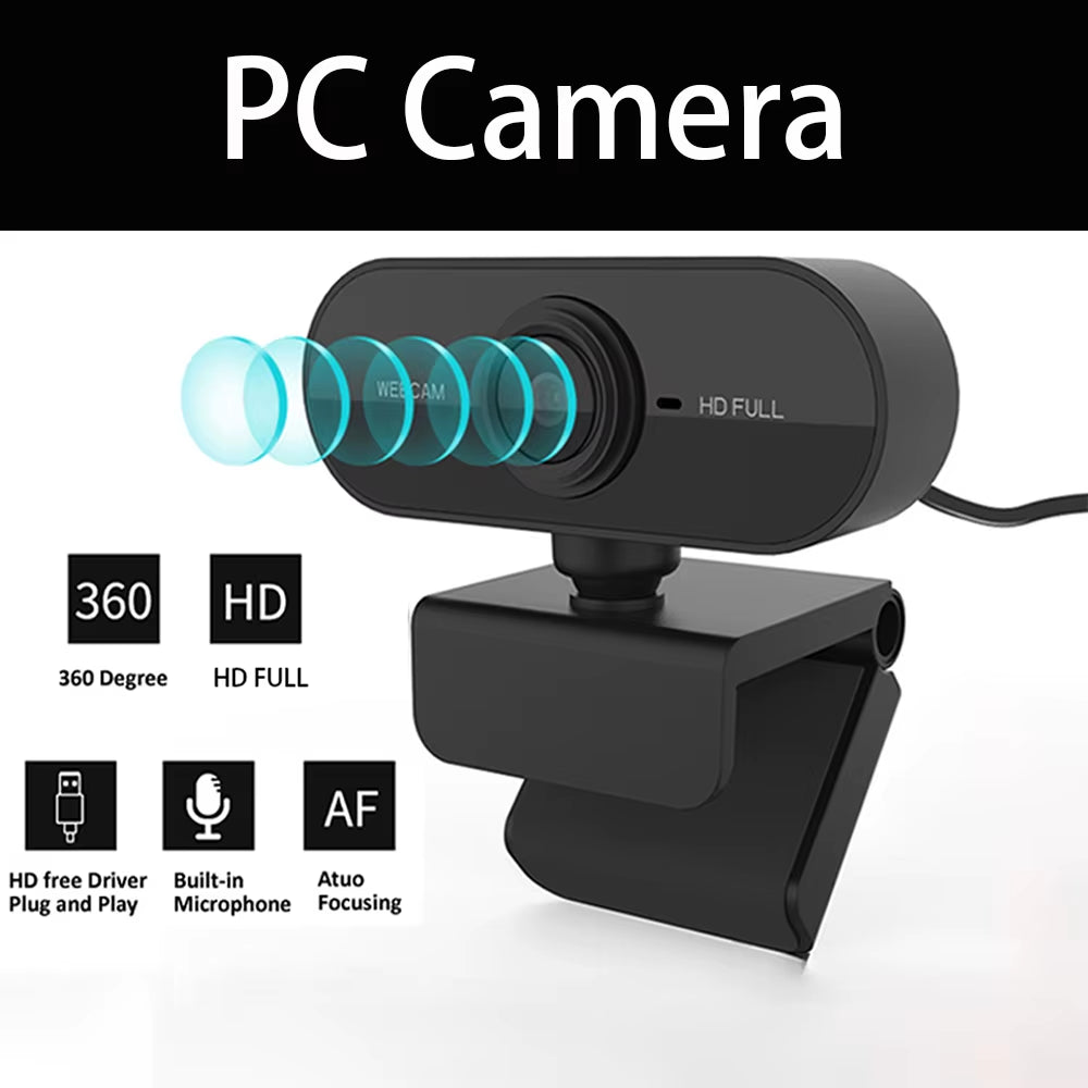 Webcam Computer Camera 1080P HD USB with Microphone Support Desktop Computer Laptop Suitable for Live Video Call Conference