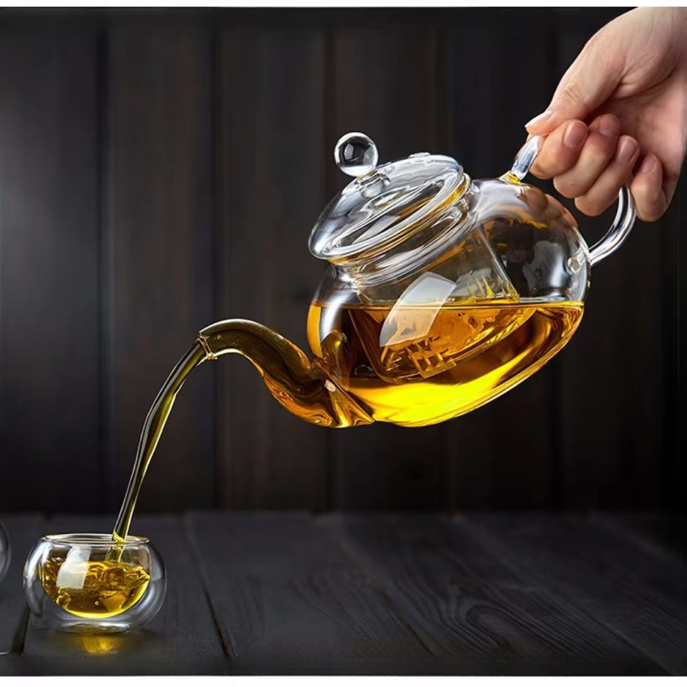 400Ml/1000Ml Heat-Resistant Glass Tea Pot Flower Kettle Kung Fu Teawear Set Tea Strainer Infuser Puer Oolong Barley Pot Teaware