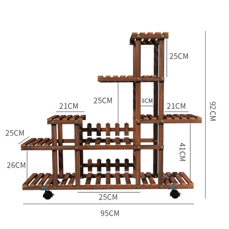 Household Balcony Flower Rack Solid Wood Multi-Layer Indoor Outdoor Succulent Pot Rack Living Room Bonsai Hanging Pot Rack Table