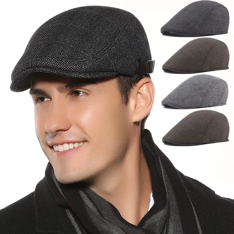 Fashion Berets Men High Quality Autumn Winter Wool Hat Herringbone Flat Cap Classical Artist Painter Hat Male Beret Caps Gorras