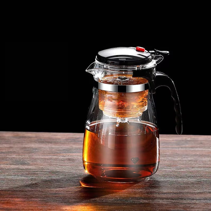 Heat Resistant Glass Teapot One-Click Filtering Tea Pot Tea Water Separation Filter Tea Maker Coffee Pot Home Teaware Set