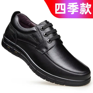 Hot Sale Soft Sole Lace-Up Luxury Brand Middle-Aged Old Man Dad Lightweight Loafers Shoes Men Genuine Leather Casual Shoes