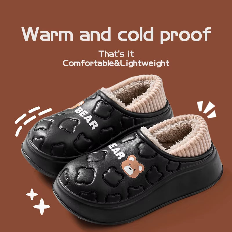 Waterproof Cotton Slippers for Women in Winter, New Style for Outdoor Wear, Non Slip Home Insulation Bag, and Couple Cotton Shoe