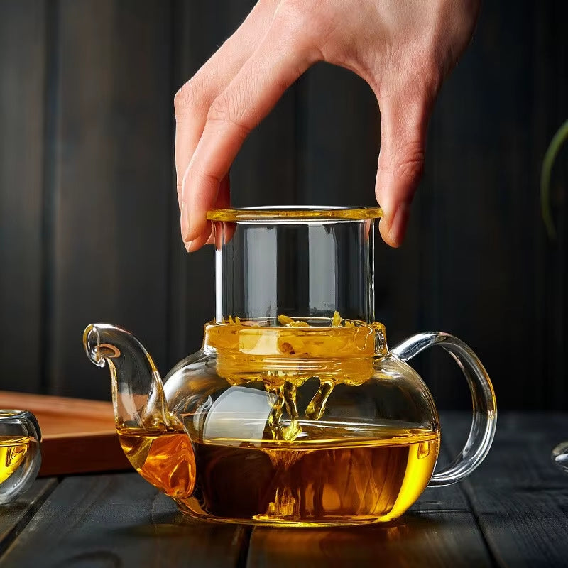 400Ml/1000Ml Heat-Resistant Glass Tea Pot Flower Kettle Kung Fu Teawear Set Tea Strainer Infuser Puer Oolong Barley Pot Teaware