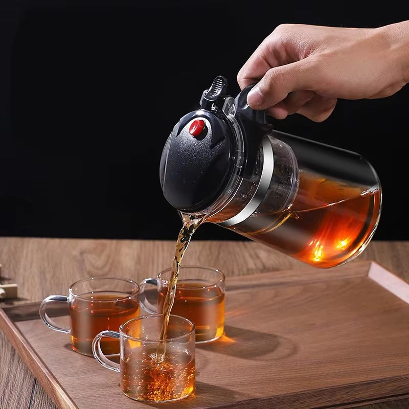 Heat Resistant Glass Teapot One-Click Filtering Tea Pot Tea Water Separation Filter Tea Maker Coffee Pot Home Teaware Set