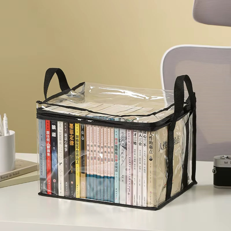 Foldable Book Box Student Dormitory Classroom Book Organizer Transparent Waterproof Household Book Organizing Storage Box