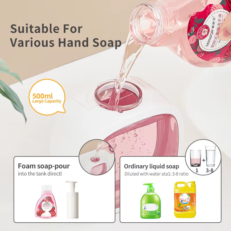 New Wall Mounted Automatic Soap Dispenser Foam Smart Hand Washing Machine 500Ml Liquid Rechargeable Bathroom Induction Sensor