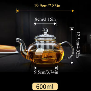 400Ml/1000Ml Heat-Resistant Glass Tea Pot Flower Kettle Kung Fu Teawear Set Tea Strainer Infuser Puer Oolong Barley Pot Teaware