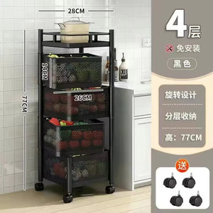 Multi-Functional Storage Rack Vegetable and Fruit Basket Kitchen Shelving Multi-Floor Home Installation Free