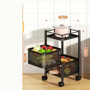 Multi-Functional Storage Rack Vegetable and Fruit Basket Kitchen Shelving Multi-Floor Home Installation Free