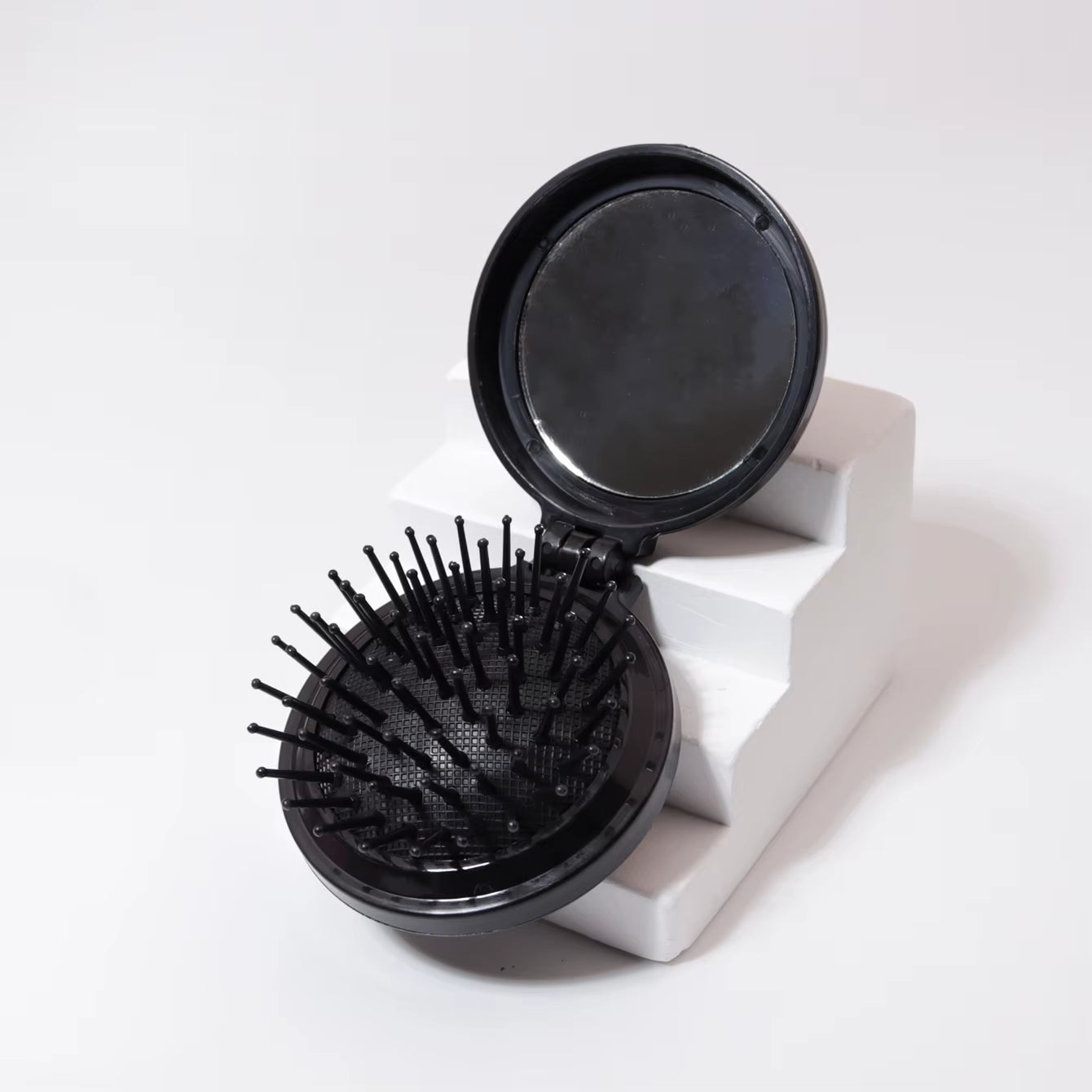 1/2Pc Folding Travel Mirror Hair Brushes round Folding Pocket Hair Brush Mini Hair Comb，Special for Real Hair Wigs