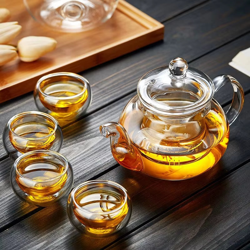 400Ml/1000Ml Heat-Resistant Glass Tea Pot Flower Kettle Kung Fu Teawear Set Tea Strainer Infuser Puer Oolong Barley Pot Teaware