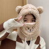 1PC Scarf Hat Warm One-Piece Hat Bear Winter Students Lamb'S Wool Korean Version of the Hooded Mask Plush Cap