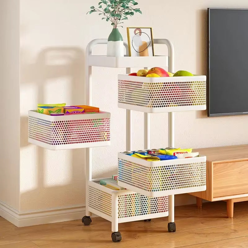 Multi-Functional Storage Rack Vegetable and Fruit Basket Kitchen Shelving Multi-Floor Home Installation Free