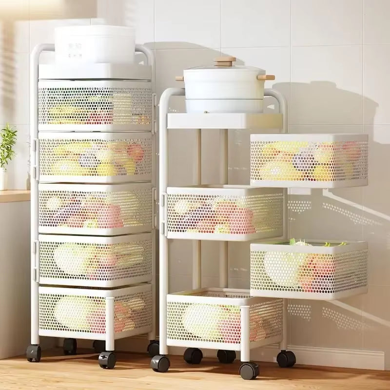 Multi-Functional Storage Rack Vegetable and Fruit Basket Kitchen Shelving Multi-Floor Home Installation Free