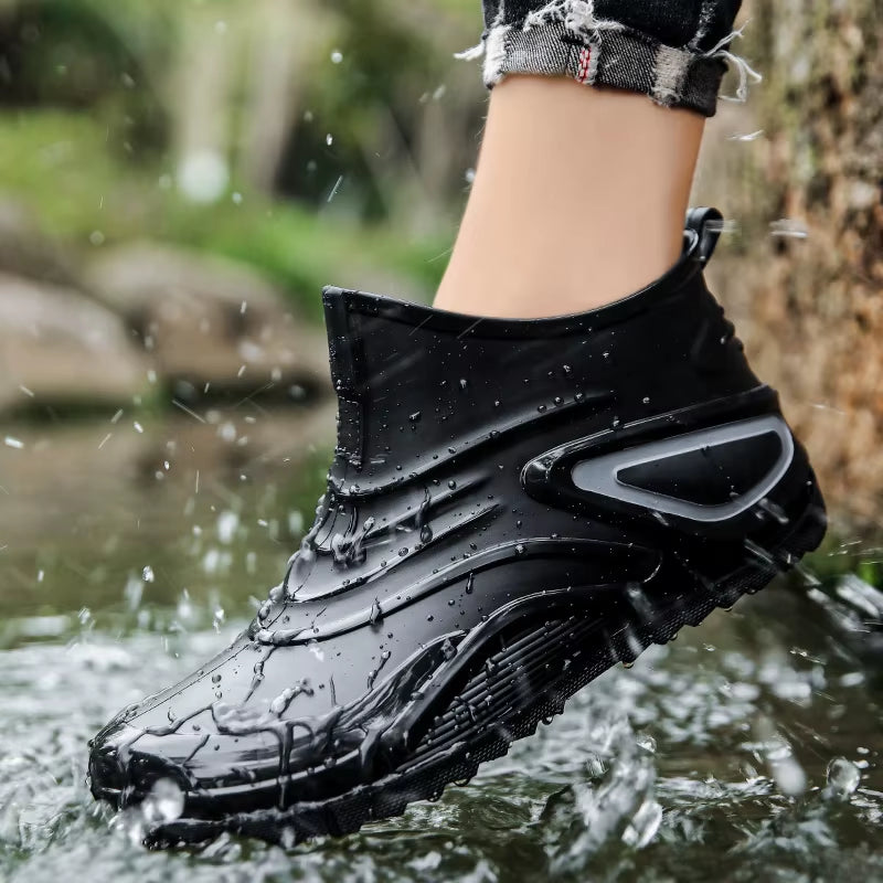 Brand Mens Rain Boots Chef Shoes Fishing Shoes Casual Waterproof Comfortable Big Size Trend Non-Slip Strong Wear-Resistant Boots