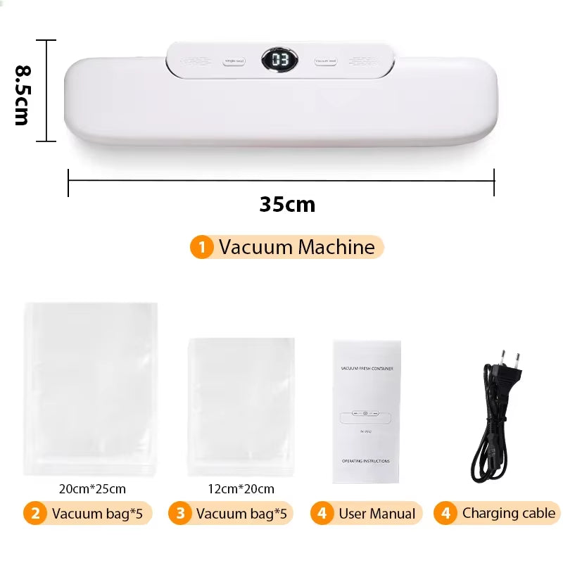 Vacuum Sealer Packaging Machine Food Vacuum Sealer with Free 10Pcs Vacuum Bags Household Vacuum Food Sealing