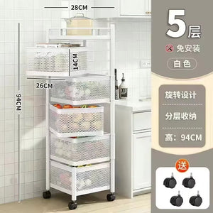 Multi-Functional Storage Rack Vegetable and Fruit Basket Kitchen Shelving Multi-Floor Home Installation Free