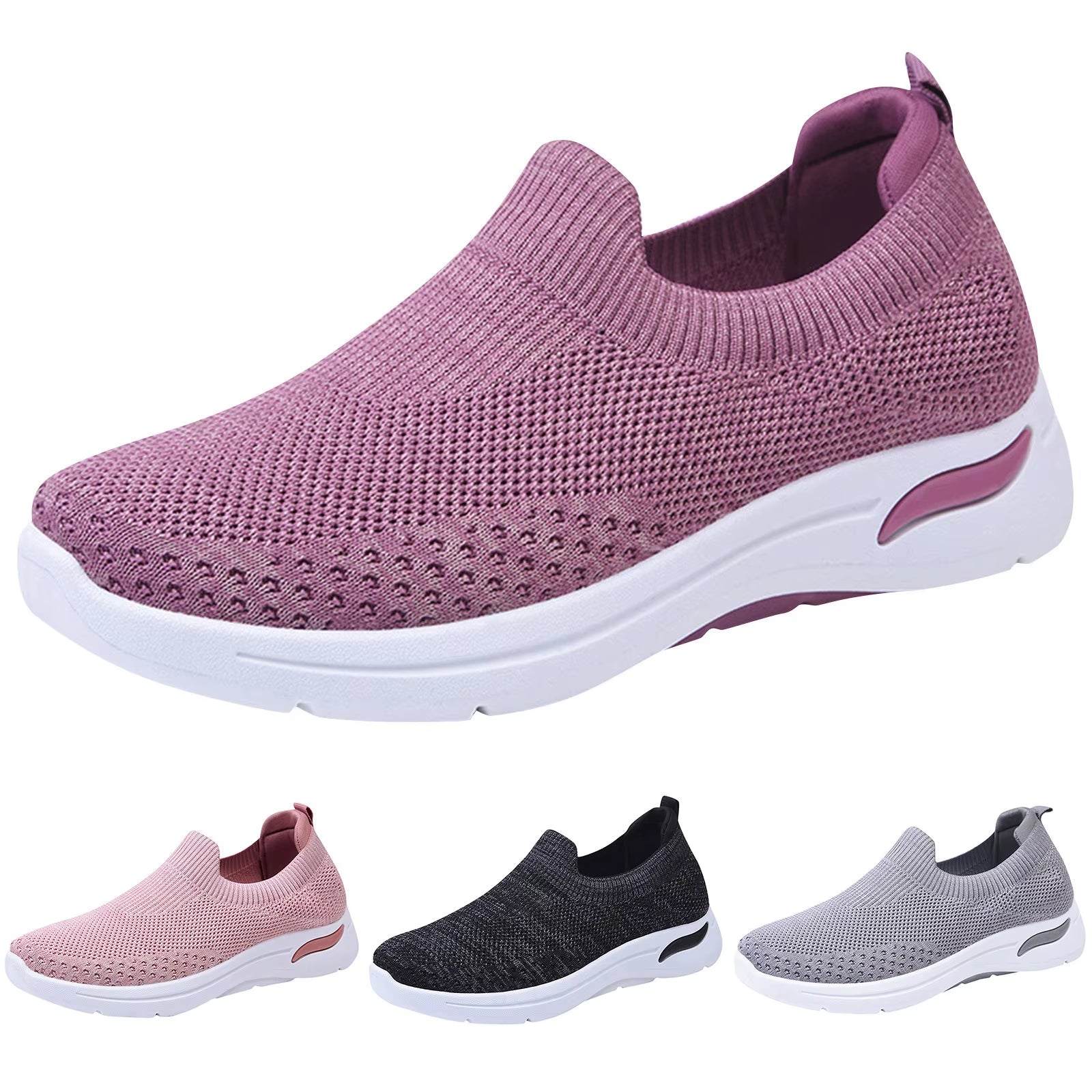 Women'S New Summer Shoes Mesh Breathable Sneakers Light Slip on Flat Platform Casual Shoes Ladies Anti-Slip Walking Woven Shoes