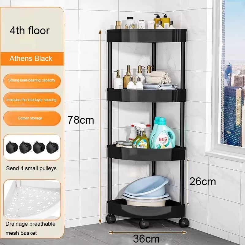 3/4/5 Tier Trolley Organizer Kitchen Gap Storage Rack Triangle Bathroom Storages Racks Bathroom Shelf Corner Storages Cabinet