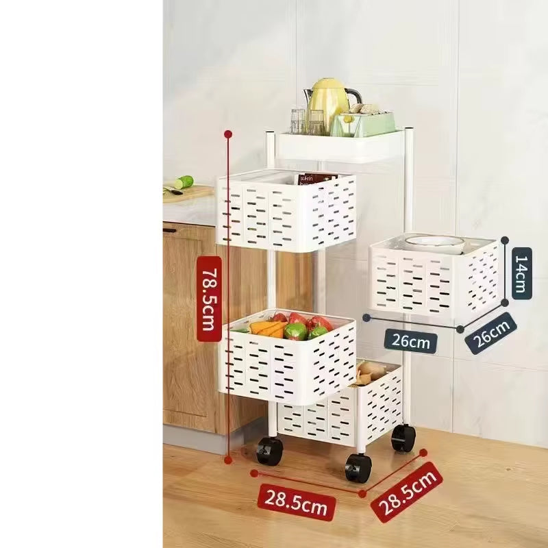 Multi-Functional Storage Rack Vegetable and Fruit Basket Kitchen Shelving Multi-Floor Home Installation Free